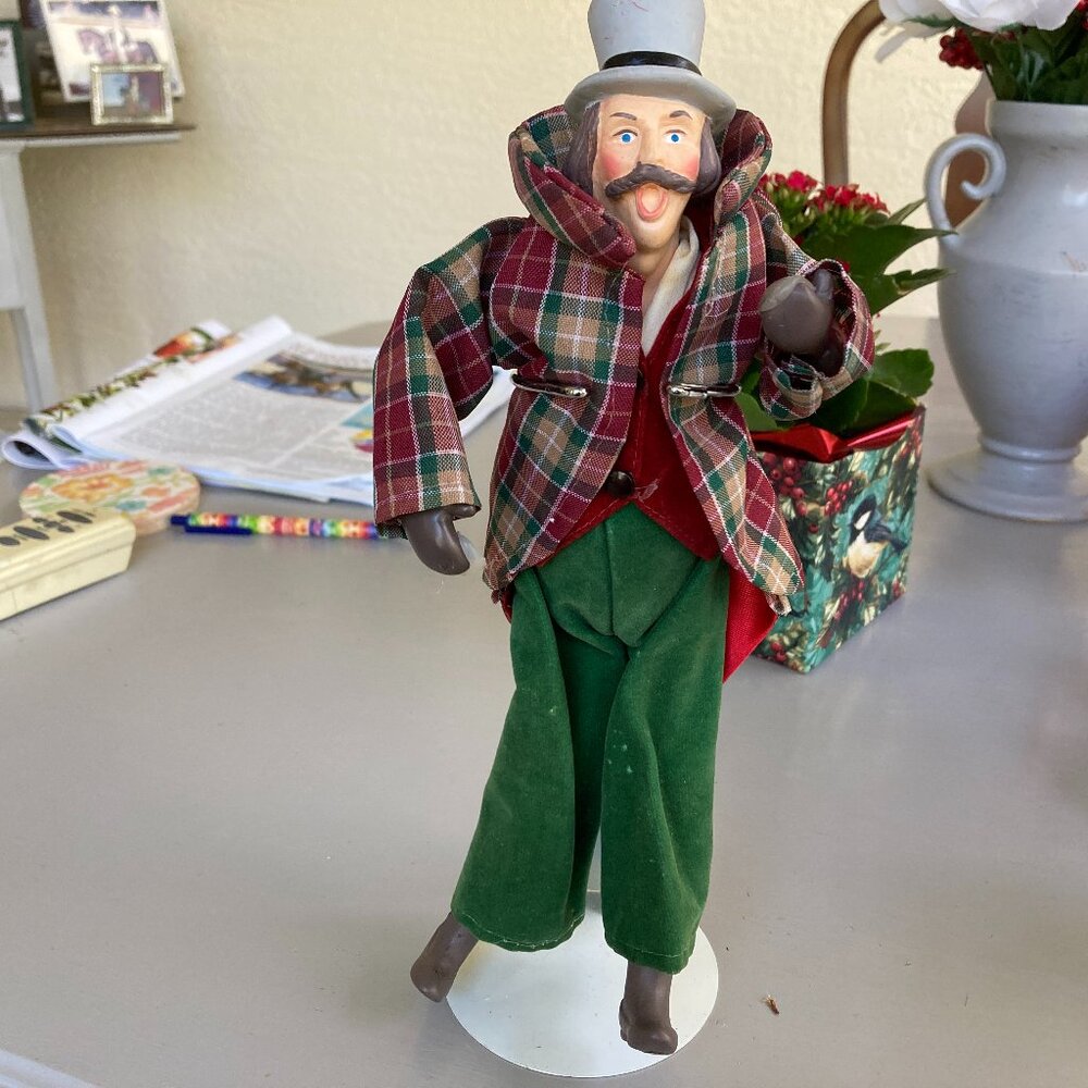 Vintage Christmas Carol Character  Doll Scrooge?? 10.5" With Stand